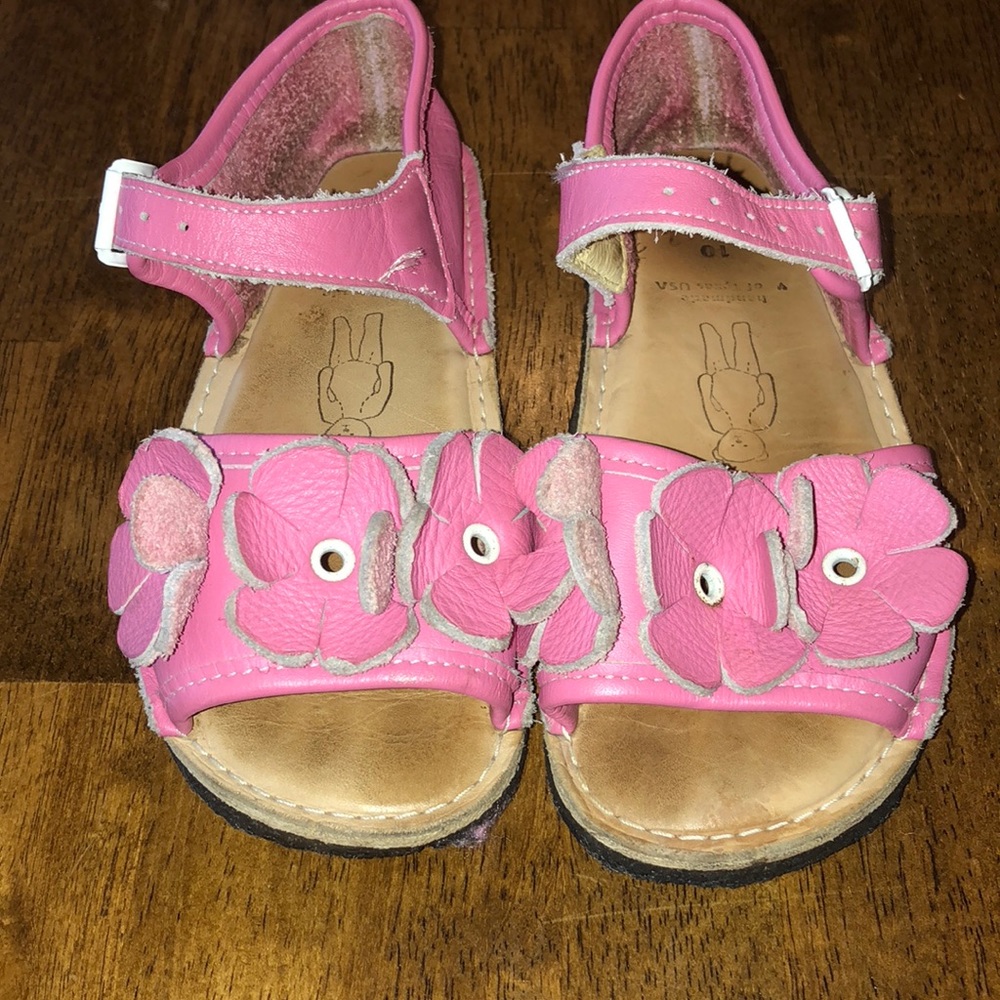 Pink Bear Feet FLOWER POWER Leather Sandals
